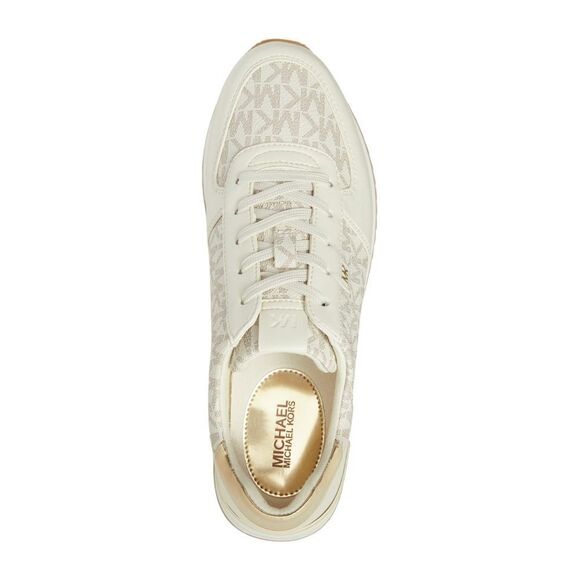 New! MICHAEL KORS Women's MK Logo Monique Trainer Platform Sneakers Shoes Cream - Picture 3 of 9